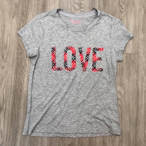 Victoria's Secret Women's Gray "Love" Crew Neck Short Sleeve Graphic Tee sz XXS - Picture 1 of 2